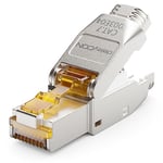 deleyCON 1x Prise Réseau CAT 7 RJ45 Sans Outil Blindée 10 Gbit/s 600 MHz Prise Réseau Pour Câbles de Pose Rigides Câbles Bruts Prise RJ45 Ethernet LAN DSL Câble de Brassage