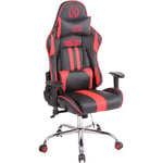 Décoshop26 - Fauteuil de bureau gamer design sportif fonction de massage chauffant avec coussins en pvc noir / rouge 100002528