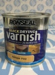 Ronseal Quick Drying Varnish ANTIQUE PINE SATIN - 250ml LOW ODOUR