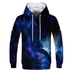 3D Imprimé Capuche,Unisex Sweatshirt Long Sleeve Sportswear Blue Starry Sky Graphic Men's Pullover Drawstring Kangaroo Pocket,Women Lightweight Casual Clothing,XXL