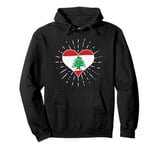 Lebanese Flag Vintage Heart Lebanon Fan Retro Pullover Hoodie