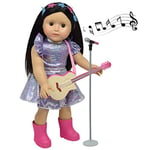 The New York Doll Collection Doll Music Play Set Includes Guitar - Microphone - Sparkle Clothes for Fashion Girl Dolls - Fits 18 Inch/ 46 cm Dolls - Doll Play set - Doll Accessories