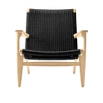 Carl Hansen - CH25, Klarlackad Ek, Svartflätat papperssnöre - Fåtöljer - Hans J. Wegner - Träfärgad - Naturmaterial/Trä