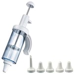 Westmark Seringue de décoration, pour garniture et beignet, Avec 5 douille, Capacité : 180 ml, Plastique / acier inoxydable, transparent / blanc, 31162260