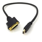 25cm, Câble Adaptateur hdmi vers dvi - hdmi Mâle vers dvi Femelle 24+5-1080p Full hd hdtv 1920 x 1080 - Contacts Plaqués Or - tv Projecteur pc