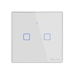 SONOFF Smart Light Switch, WiFi Smart Touch Switch Smart Wall Light Switch Works with Alexa and Google Home, APP Remote Control & 433MHz RF Control, Neutral Wire Required, White, 2 Gang, T2UK2C