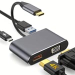 USB-C Hub till HDMI VGA Multiport Adapter, 4-i-1 USB-C till VGA Multiport