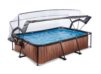 Piscine tubulaire Wood rectangulaire 2,20 x 1,50 x 0,65 m avec dôme - Exit Toys