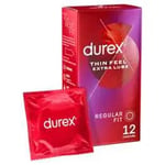 Durex Thin Feel Extra Lube Condoms Regular Fit Pack of 12