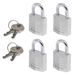 MASTER LOCK Petits Cadenas [Clés communes] [Pack Familiale de 4] 9120EURQNOP - Idéal pour les Sacs à Dos, les Bagages, les Valises , les Casiers et plus