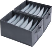 Boite Rangement Vetement Organisateur Dressing avec 7 Compartiments pour Pantalons,T-Shirts,Echarpe,avec Poignée et Bas pour Consolider 43x30x25cm 2pcs.[Y203]