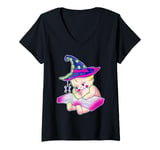 Womens Kewpie Baby Witch Spider Magic Spell Tattoo Flash V-Neck T-Shirt