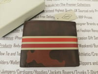 FOSSIL Slim Tri-fold Wallet Mens RAFF Camo Stripe Leather ID Wallets Box R£45