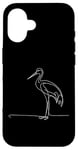 Coque pour iPhone 16 Line Art Grue de sable pour oiseaux et ornithologues