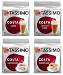 Tassimo Costa 4 Pack - Latte Caramel Cappuccino Americano 64 T Discs Pods 40 Cup