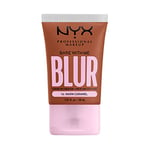 NYX Professional Makeup Fond de Teint Effet Flouté Bare With Me Blur, Couvrance Moyenne, Fini Mat Naturel, Niacinamide, Matcha & Glycérine, Hydratation Jusqu'A 12H, Teinte : Warm Caramel (16)