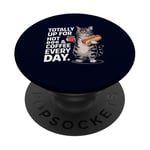 Totally Up For Hot Dog & Coffee Every Day Funny Cat Humour PopSockets PopGrip Adhésif