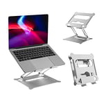 Properav Silver Aluminum Laptop Notebook Stand Holder, Height Adjustable Riser for laptops inc MacBook Air/Pro, Dell, HP, ASUS, Google, Lenovo, Acer, Chromebook, Microsoft Surface etc