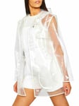 Womens Transparent Rain Mac Waterproof Raincoat Ladies Pearl Jacket Size 10 - 24