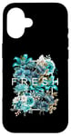 Coque pour iPhone 16 Bleu sarcelle Aqua Fresh BloomTeal Aqua Graphic