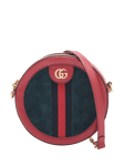 Pre-loved GUCCI Ophidia Suede GG Round Cross Body Bag, Red/Teal