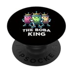 Boba King Illustration drôle Boba Tea Drinker PopSockets PopGrip Adhésif