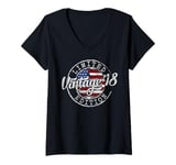 Womens Vintage 2018 7th Birthday Gifts For Boy Girl 7 Year Old V-Neck T-Shirt