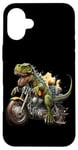 Coque pour iPhone 16 Plus T-Rex Tyrannosaurus Dinosaure Dino Rex équitation une moto