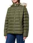 Tommy Jeans Women's Tjw Basic Hooded Down Jacket Ext Dw0dw18312 Puffer Jacket, Green (Fatigue Green 312), XL