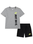 Nike Kids Boys Just Do It T-shirt And Short Set - Black, Black, Size 2-3 Years