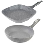 Salter Frying Pan Griddle Set Non-Stick Induction Hob Marblestone 28 cm Grey