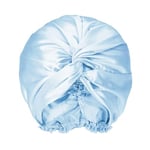 townssilk Bonnet de Nuit 100% Soie de mûrier pour Femme, Bonnet de Nuit 16 Momme en Soie, Bon pour Les Cheveux, protège Les Cheveux, Bonnet de Nuit en Soie, Double Couche,Iceblue