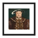 After Hans Holbein The Younger King Henry VIII 8X8 Inch Square Wooden Framed Wall Art Print Picture with Mount