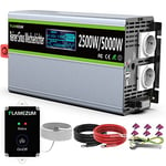 FLAMEZUM 2500W Convertisseur 12v 220v Pur Sinus Onduleur - 2 Prise Française de Courant Alternatif et 2 Port USB - avec Affichage LED Intelligent,Télécommande et Deux Ventilateurs de Refroidissement