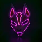 Halloween Fox Mask Cosplay Party LED Glow Mask Japanilainen Anime Fox Mask Värikäs Neon Light EL Mask Glow In The Dark Club Props