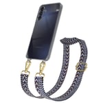 Boho Phone Band For Samsung Galaxy A15 Removable Strap Case Cover Blue / White