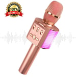 RCTOYS Wireless Bluetooth Karaoke Microphone for Kids Adults Portable Handheld Karaoke Machine with Colorful LED Lights for Android/iPhone/iPad/PC Home Party Birthday Gifts,Pink