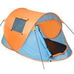 TecTake Grande Tente instantanée 2 Personnes Pliante Pop up + Housse de Transport + Set Sardines et Cordes - diverses Couleurs au Choix - (Bleu-Orange | no. 401674)