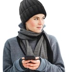 Oscenny Bonnet Homme Femme, Bonnets Tricotés en Laine Chunky Slouchy, Double Couche Doublé Chapeau Bonnet Tricoté par Câble, Épaissir Chapeau Thermique Coupe-Vent Unisexe Chapeaux Hiver L'automne