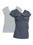 Bshirt Organic Cotton Blend Lift The Flap Nursing Stripe T-Shirts, Pack of 2