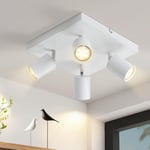 ZMH Lampe de plafond LED Spot de plafond blanc : Spots de plafond GU10 4 ampoules, Spots de plafond orientables à 330°, Applique industrielle, Applique de couloir moderne pour le salon, sans ampoule