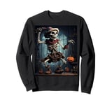 Troll Scarecrow in a Haunted House Halloween Sweatshirt