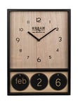 ootb Horloge en Bois avec Calendrier, env. 39,5 x 28 cm, Fonctionne à Piles, avec des disques en Bois Ronds avec Chiffres et Mois.