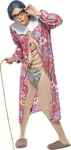 Smiffys Gravity Granny Costume, Patterned, with Dressing Gown  Bodysuit, Medium