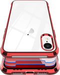 Coque Iphone Xr + 2 Pack Verre Trempé Protection Écran, Housse Transparente Silicone Tpu Antichoc Bumper Protection Cover Etui Pour Iphone Xr - 6.1pouces - Placage Rouge