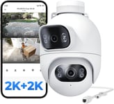 EC6 Dual 2K PTZ Caméra Surveillance WiFi Extérieure, 360° Caméra IP Exterieur WiFi 6, Vision Nocturne Couleur 30M, Détection de Personne/véhicules AI, Suivi Intelligent, Audio Bidirectionnel.[G3144]