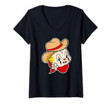 Womens Kewpie Baby Rodeo Clown Cowboy Traditional Tattoo Flash V-Neck T-Shirt