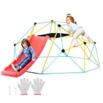 VEVOR JX-DC-06SL 8FT Geometric Dome Climber with Slide, 3 to 9 Years Old, Jungle Gym Supports 600LBS and Easy Assembly, with Climbing Grip, Outdoor and Indoor Play Equipment for Kids, Yellow+Blue