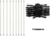 Kit Brosse de Cheminée, Outil Nettoyage pour Cheminées Brosse Kit de Ramonage Ccontient 9 (40cm Tiges Flexibles et 1 (100mm) Tête de kit de ramonage du Poêle à Granulés pour Poêle à Pellet