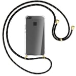 Collier pour Huawei P9 lite, G9 Lite noir+or (O) Etui Coque antichoc avec cordon